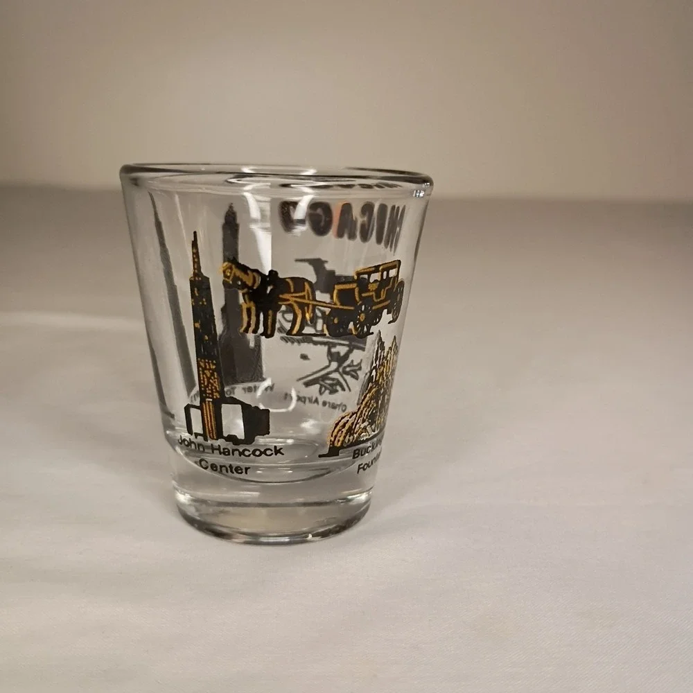 Chicago Illinois Shot Glass USA Souvenir Airport Sears Tower John Hancock Center